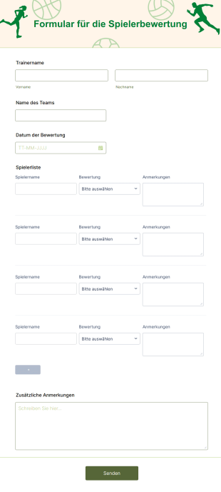 Formular Für Die Spielerbewertung Form Template