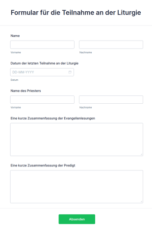 Formular Für Die Teilnahme An Der Liturgie