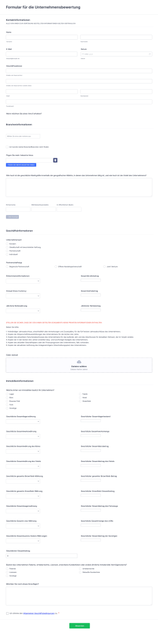 Formular Für Die Unternehmensbewertung