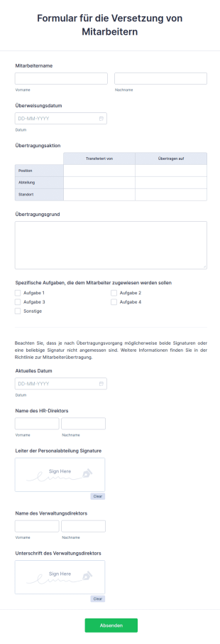 Formular Für Die Versetzung Von Mitarbeitern
