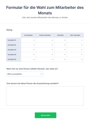 Formular Für Die Wahl Zum Mitarbeiter Des Monats Form Template