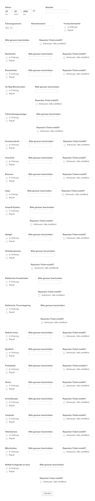 Formular Für Die Wöchentliche Fahrzeuginspektion Form Template