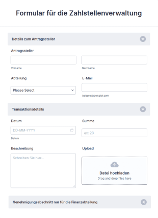 Formular Für Die Zahlstellenverwaltung
