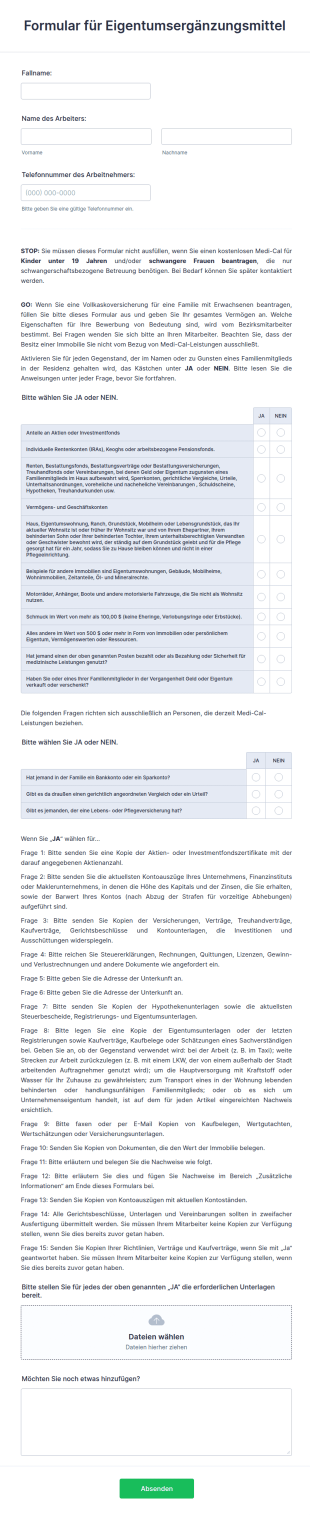Formular Für Eigentumsergänzungsmittel