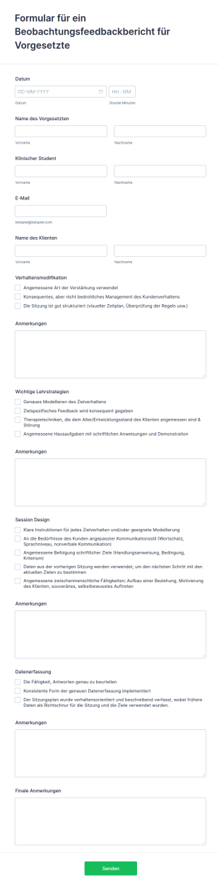 Formular Für Ein Beobachtungsfeedbackbericht Für Vorgesetzte