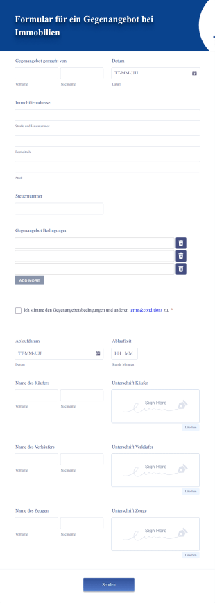 Formular Für Ein Gegenangebot Bei Immobilien Form Template
