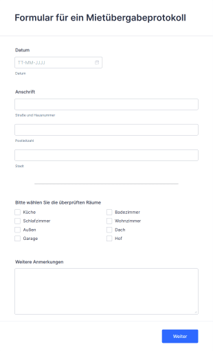 Formular Für Ein Mietübergabeprotokoll