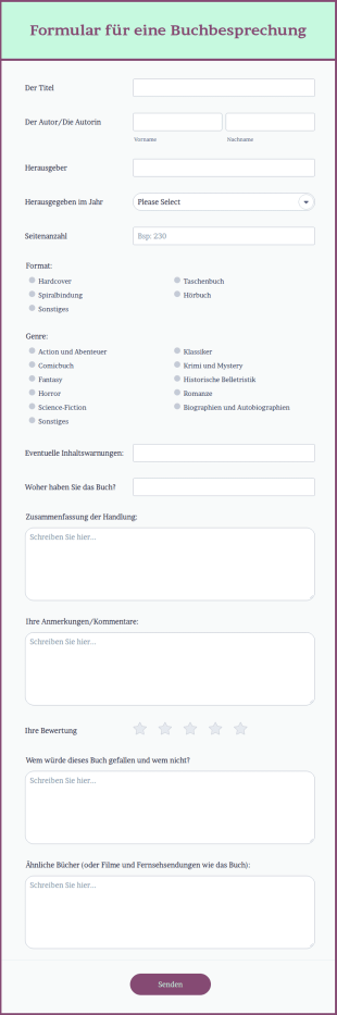 Formular Für Eine Buchbesprechung