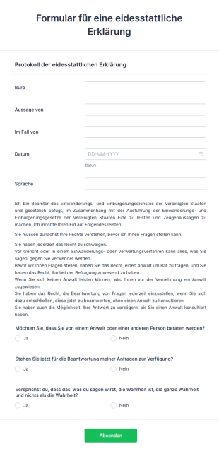 Formular Für Eine Eidesstattliche Erklärung