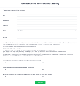Formular Für Eine Eidesstattliche Erklärung Form Template