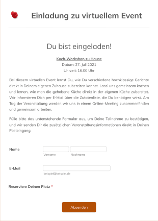 Formular Für Eine Einladung Zu Virtuellem Event Form Template