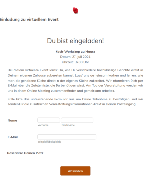 Formular Für Eine Einladung Zu Virtuellem Event