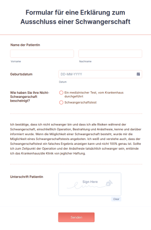 Formular Für Eine Erklärung Zum Ausschluss Einer Schwangerschaft