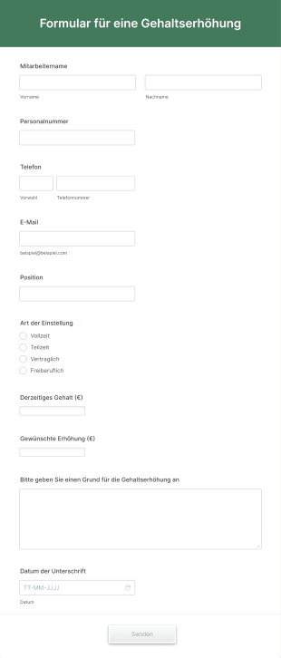 Formular Für Eine Gehaltserhöhung Form Template