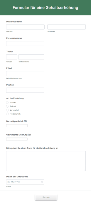 Formular Für Eine Gehaltserhöhung