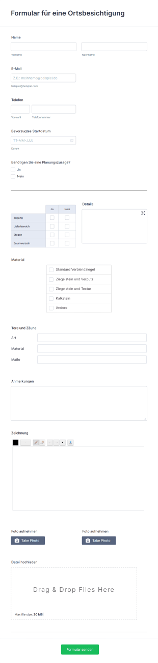 Formular Für Eine Ortsbesichtigung Form Template