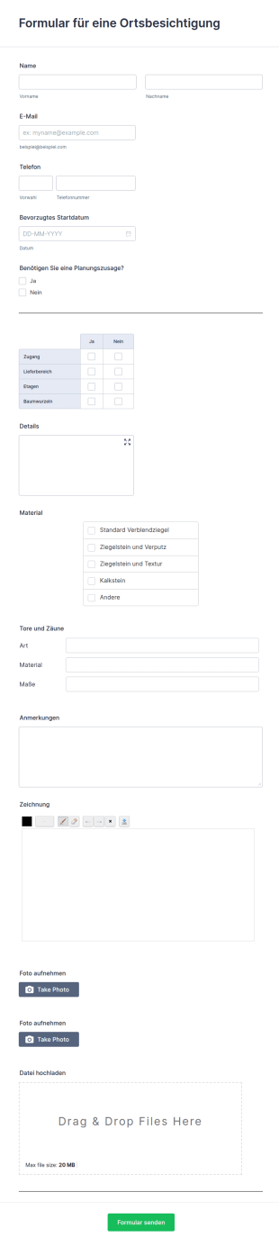 Formular Für Eine Ortsbesichtigung