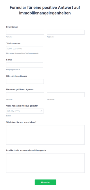 Formular Für Eine Positive Antwort Auf Immobilienangelegenheiten
