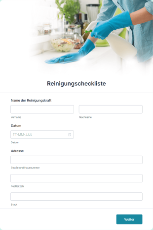 Formular Für Eine Reinigungscheckliste Form Template