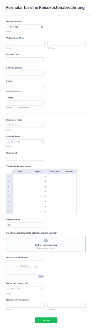 Formular Für Eine Reisekostenabrechnung