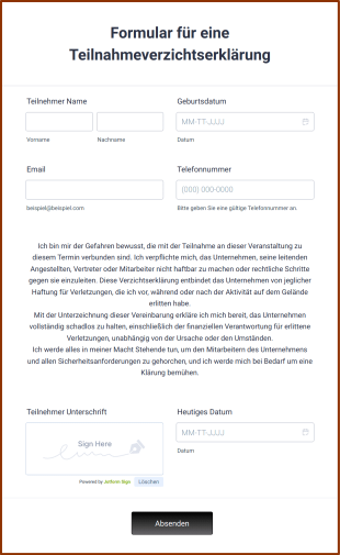 Formular Für Eine Teilnahmeverzichtserklärung
