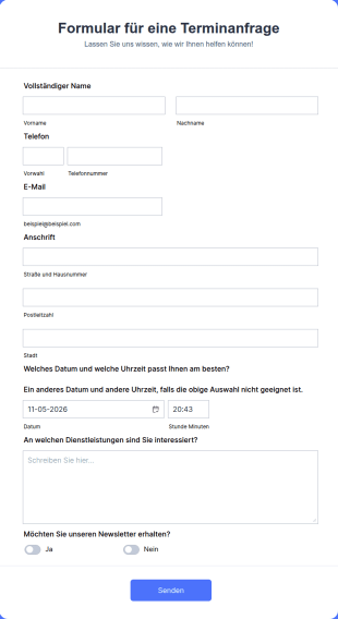 Formular Für Eine Terminanfrage
