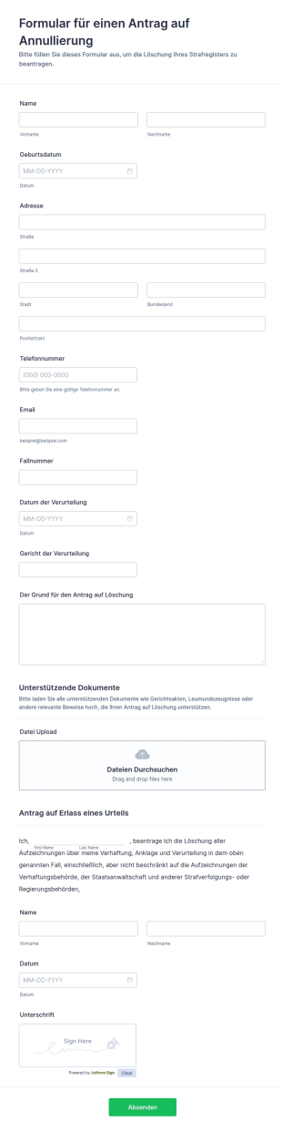 Formular Für Einen Antrag Auf Annullierung