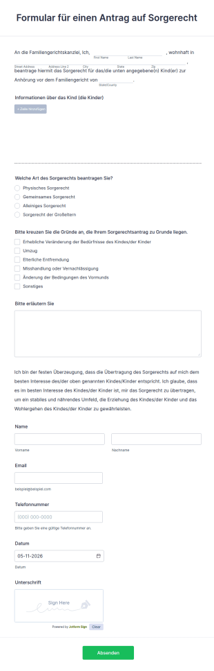 Formular Für Einen Antrag Auf Sorgerecht