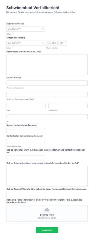 Formular Für Einen Bericht über Einen Schwimmbadvorfall