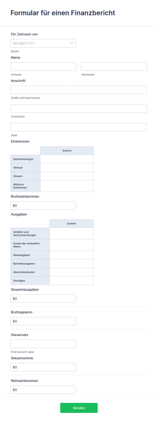 Formular Für Einen Finanzbericht