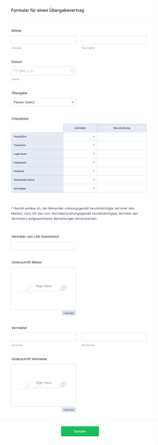 Formular Für Einen Übergabevertrag Form Template