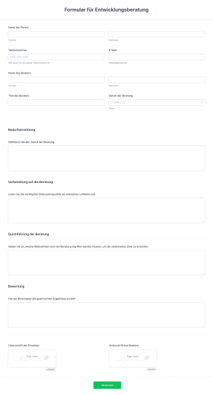 Formular Für Entwicklungsberatung Form Template