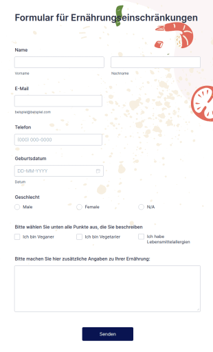 Formular Für Ernährungseinschränkungen