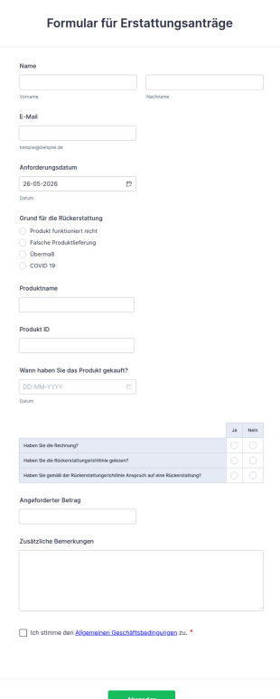 Formular Für Erstattungsanträge