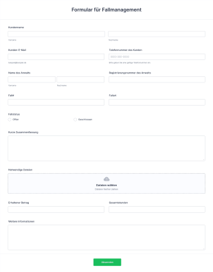 Formular Für Fallmanagement Form Template