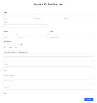 Formular Für Familiendaten Form Template