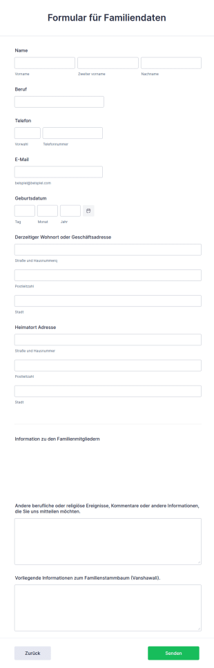 Formular Für Familiendaten