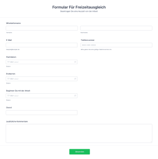 Formular Für Freizeitausgleich Form Template