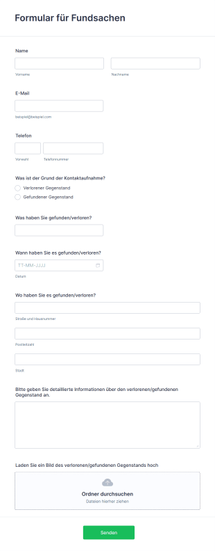 Formular Für Fundsachen Form Template