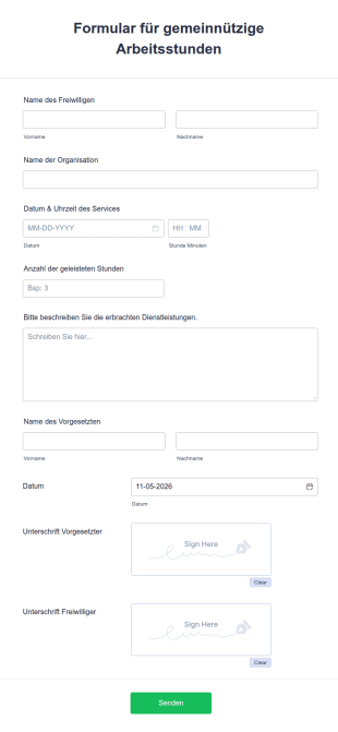 Formular Für Gemeinnützige Arbeitsstunden