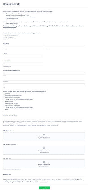 Formular Für Geschäftsdaten Und Bankgeschäfte