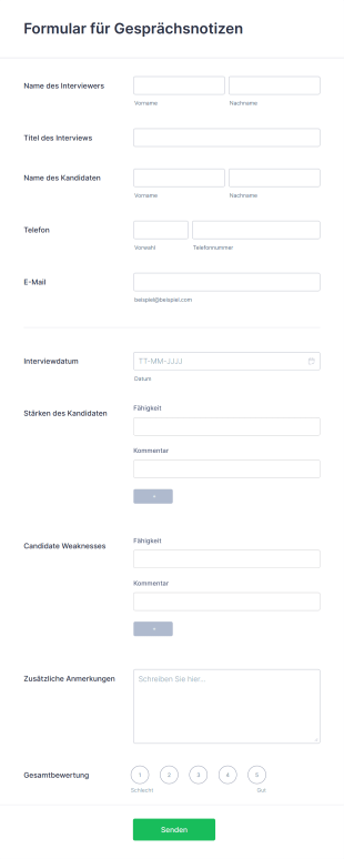 Formular Für Gesprächsnotizen Form Template
