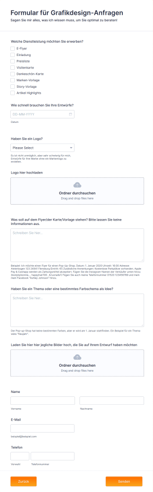 Formular Für Grafikdesign Anfragen Form Template