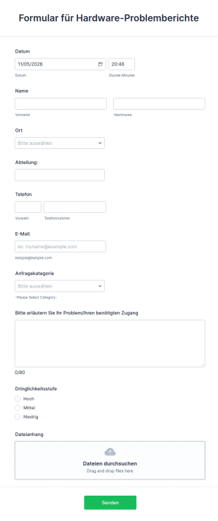 Formular Für Hardware Problemberichte