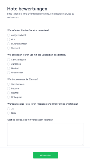 Formular Für Hotelbewertungen
