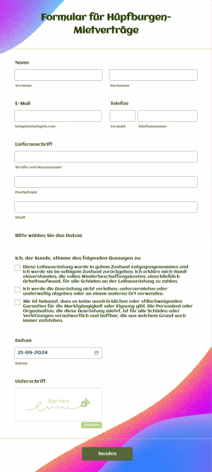 Formular Für Hüpfburgen Mietverträge Form Template