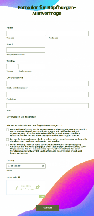 Formular Für Hüpfburgen Mietverträge