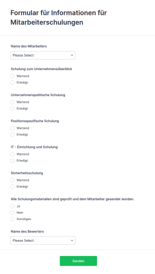 Formular Für Informationen Für Mitarbeiterschulungen