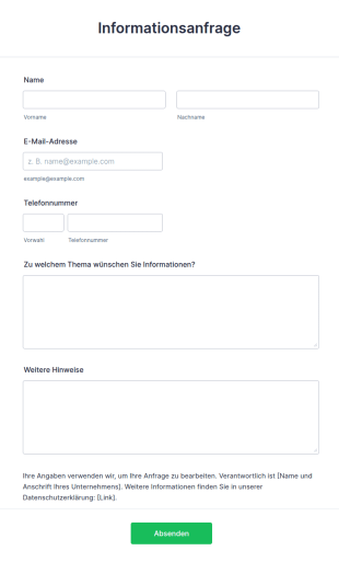 Formular Für Informationsanfragen
