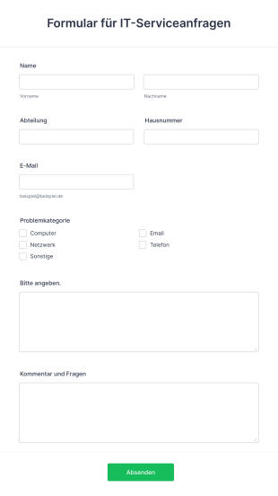 Formular Für IT Serviceanfragen Form Template